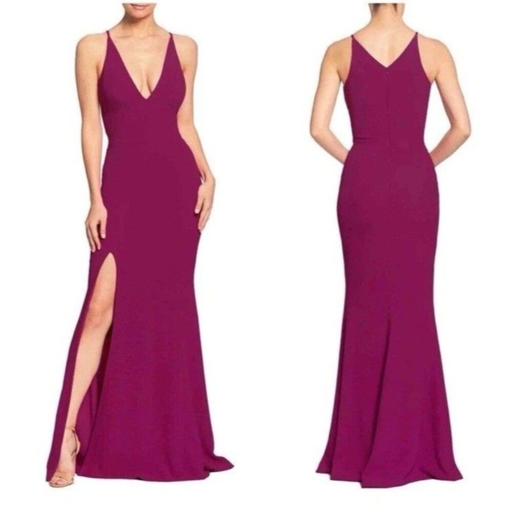 Dress the Population Women's Iris Mermaid Maxi Dress Size 4P Burgundy